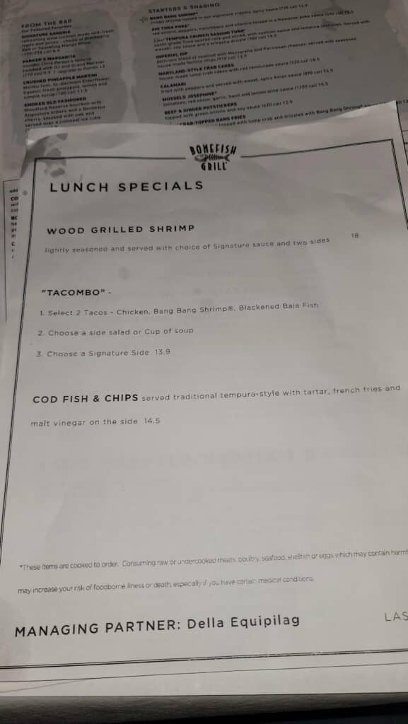 BoneFish Lunch Special